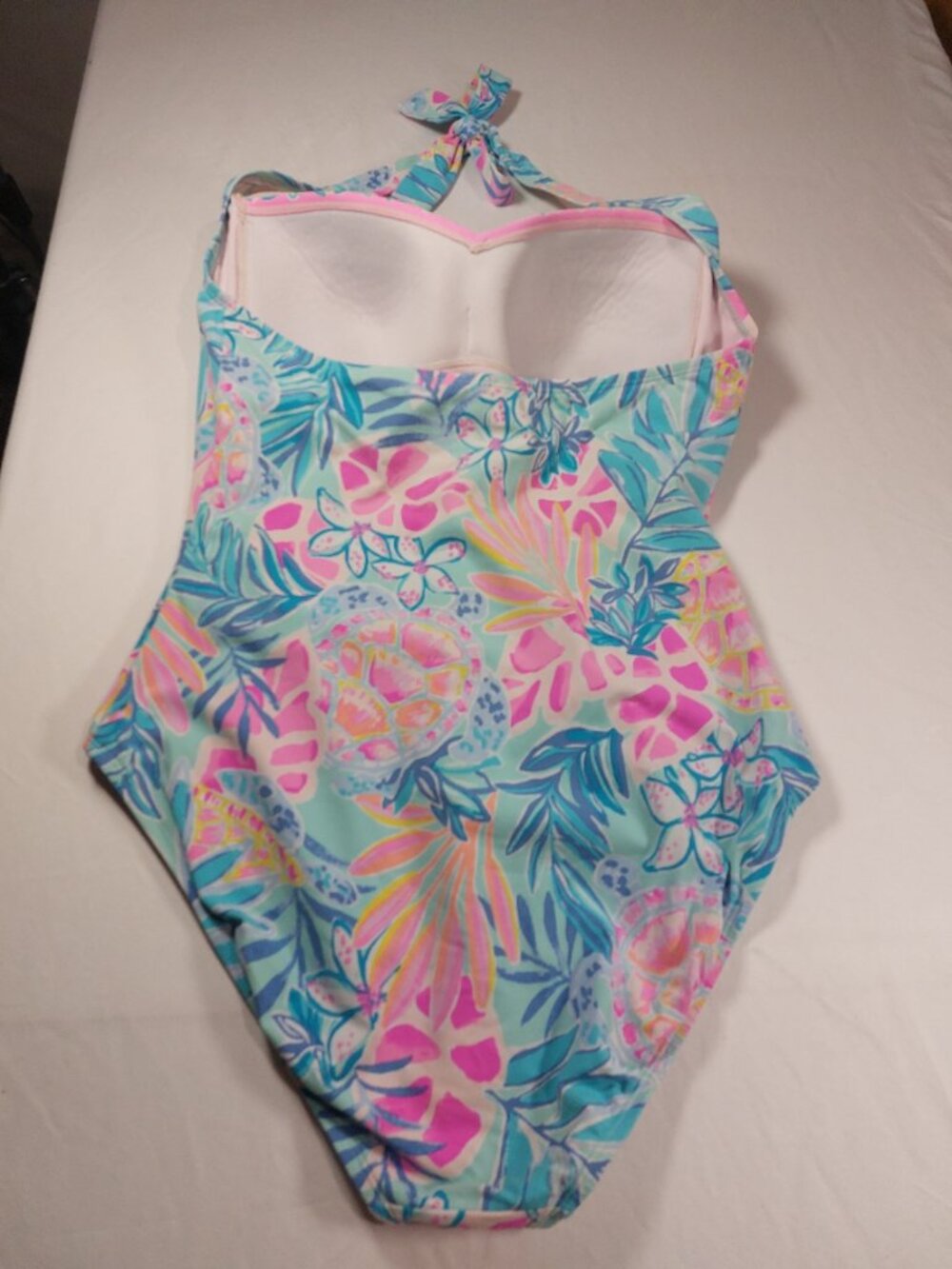 Women's Lilly Pulitzer Kolka Sea Glass Aqua Rainforest One Piece Swimsuit - Picture 3 of 16
